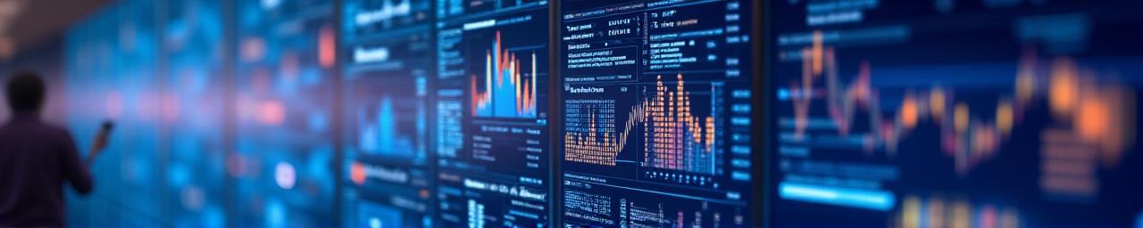 Data visualisations and AI analytics dashboards representing business intelligence
